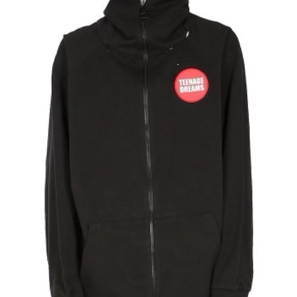 Raf Simons RARE! Black Teenage Dreams Oversized Zipped Distressed Hoodie Sz Med - Picture 3 of 11